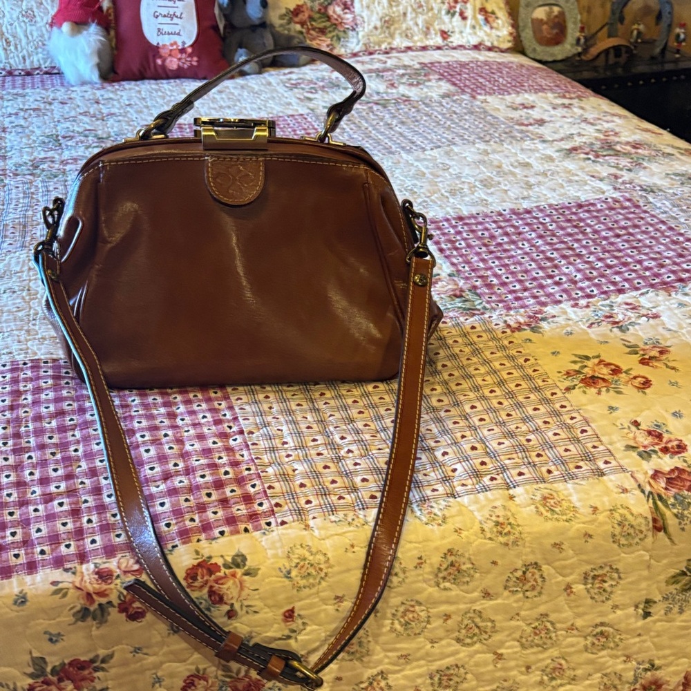 Patricia Nash Rich Brown Leather Shoulder Bag